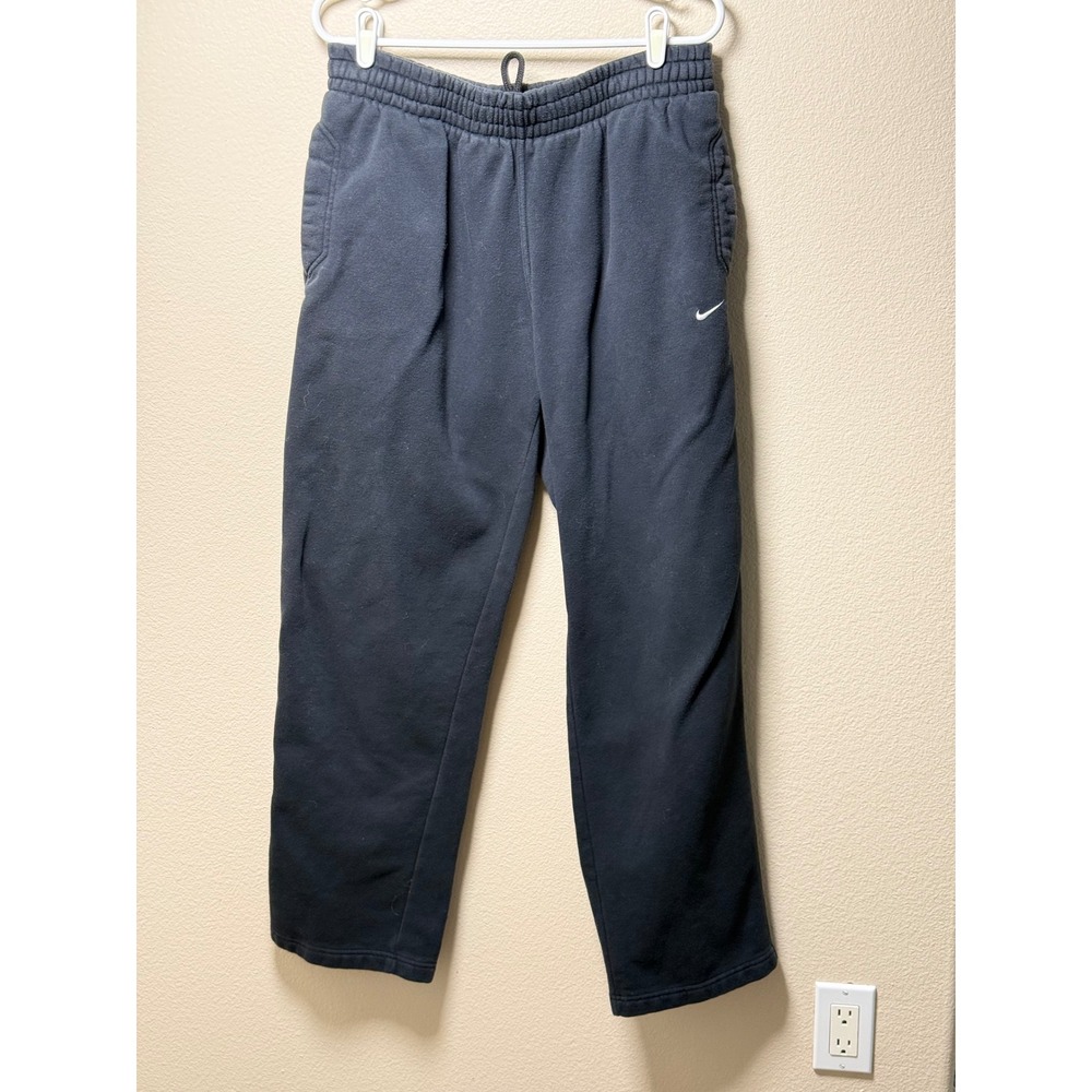 Nike Mens Fleece Sweatpants Black Swoosh Logo Joggers Large
